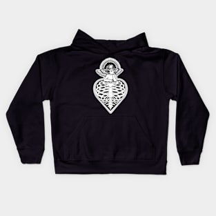 Cherub on a ribcage heart Kids Hoodie